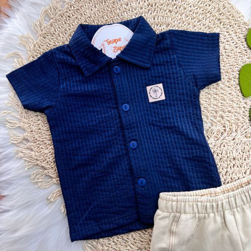 Conj. Camisa Be Kind e Bermuda - Marinho e Areia