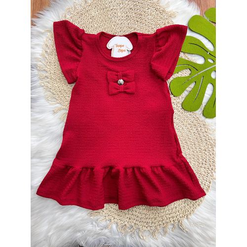 Vestido Dois Laços com Pingente Dourado - Vermelho