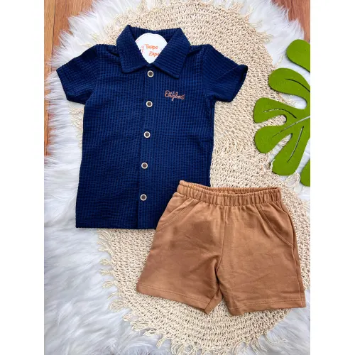 Conj. Camisa Original TLS e Bermuda - Marinho e Marrom
