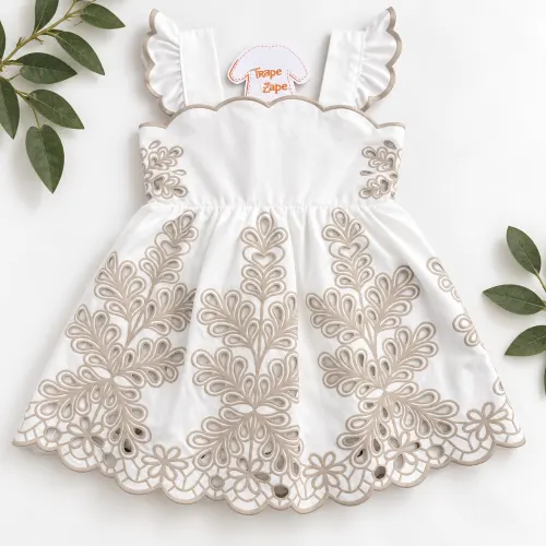 Vestido em Lese de Plantinhas - Off White