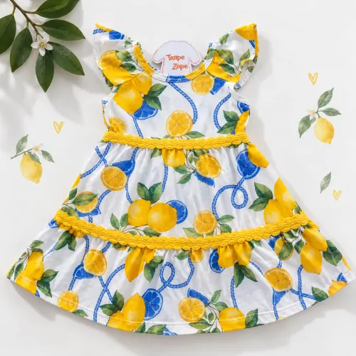 Vestido Regata Limões - Off White e Amarelo