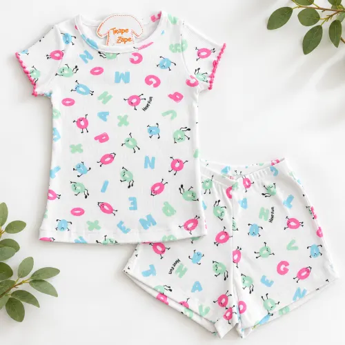 Conj Pijama canelado Letrinhas 