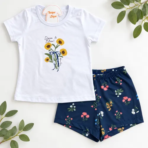  Pijama Dream to Bloom Branco e Marinho
