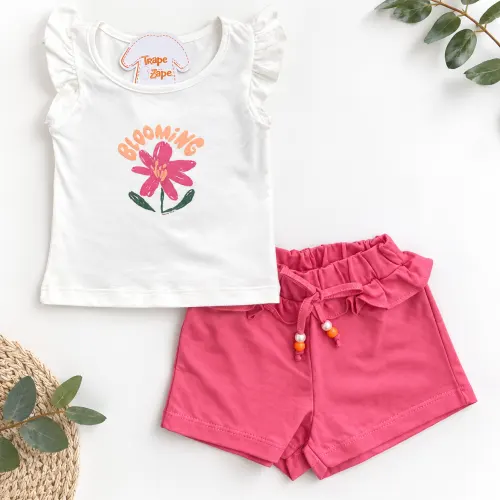 Conj Off Blooming e Shorts Pink