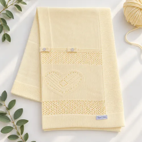 Manta de Linha Coração Dois Laços - Amarelo