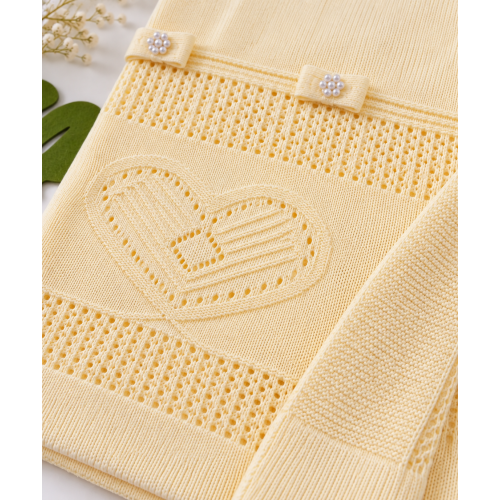 Manta de Linha Coração Dois Laços - Amarelo