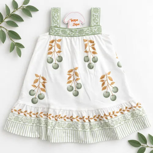 Vestido Cerejinhas com Passamanaria Floral - Verde