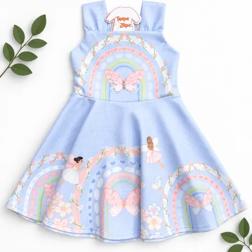 Vestido Borboletinhas - Azul Bebê