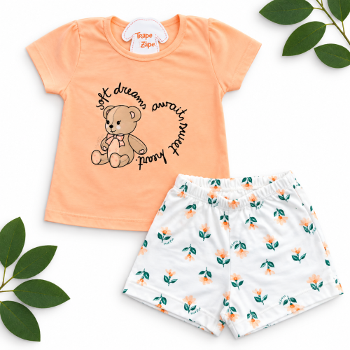 Conj Pijama Soft Dreams Salmão Ursinho 