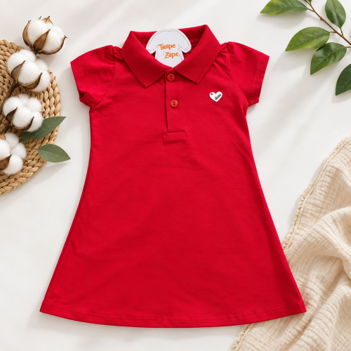 Vestido Gola Polo - Vermelho