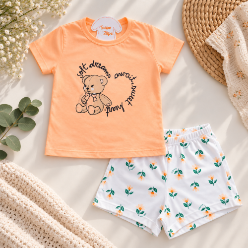 Conj Pijama Soft Dreams Salmão Ursinho 