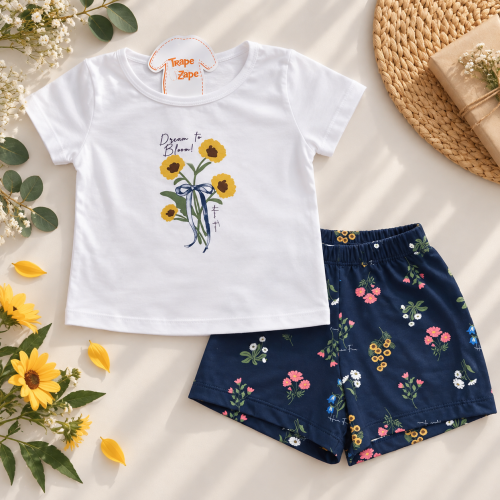 Pijama Dream to Bloom Branco e Marinho