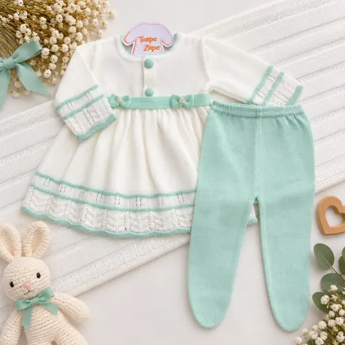  Saída de Maternidade Carla - Branco e Verde Água