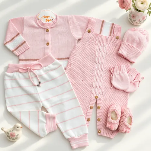Kit algodão doce- rosa com faixa rose
