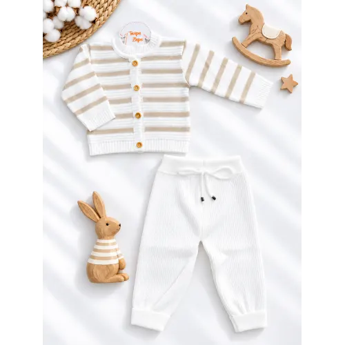 Conjunto de Linha Náutico - Areia e Off White