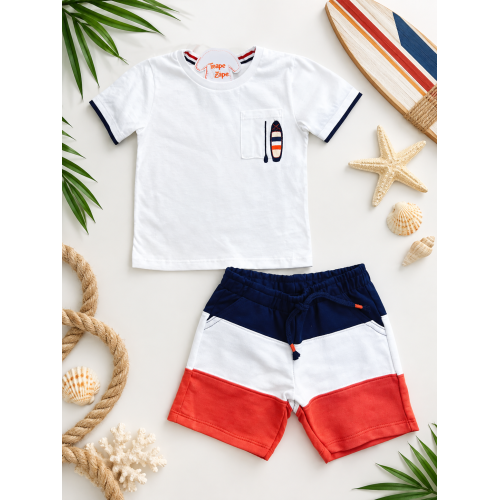 Conj. Camiseta Stand Up e Bermuda - Off White