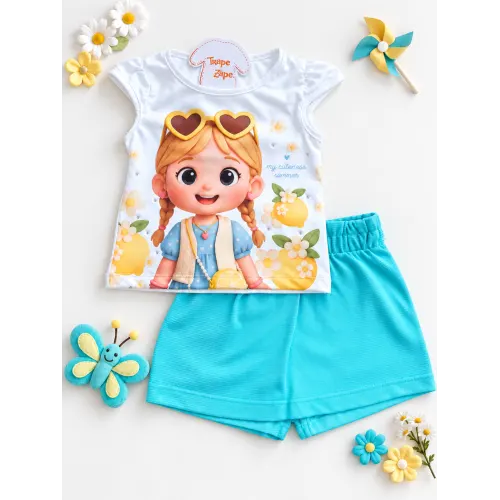 Conj My Cuteness Summer Verde Agua Limões 