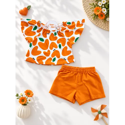  Conj. Blusa Caquis e Short - Laranja