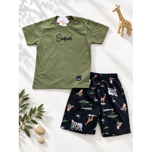 Conj. Camiseta Safari e Bermuda - Verde Musgo
