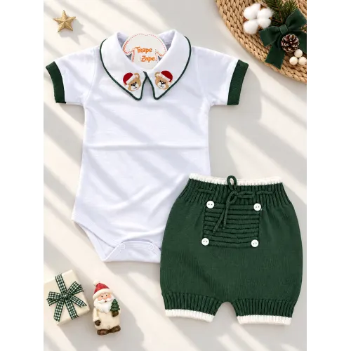  Conjunto de Linha Ursinho de Natal - Verde