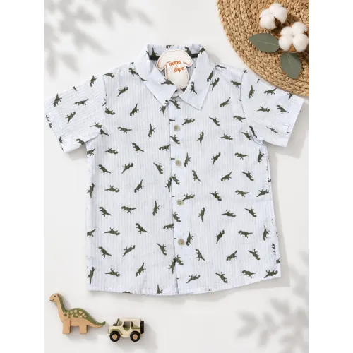 Conj. Camisa Rex's e Bermuda - Branco e Verde Musgo Maior