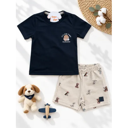 Conj. Camiseta It's Fun Time! e Bermuda - Preto