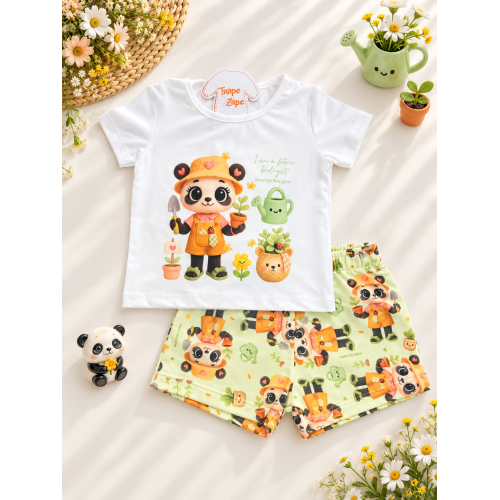 Conj Futura Bióloga Panda Off e Verde