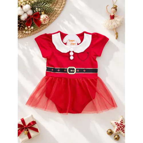 Body com Tule Mamãe Noel - Vermelho