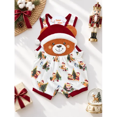  Banho de Sol Bordado - Ursinho Noel - Off White
