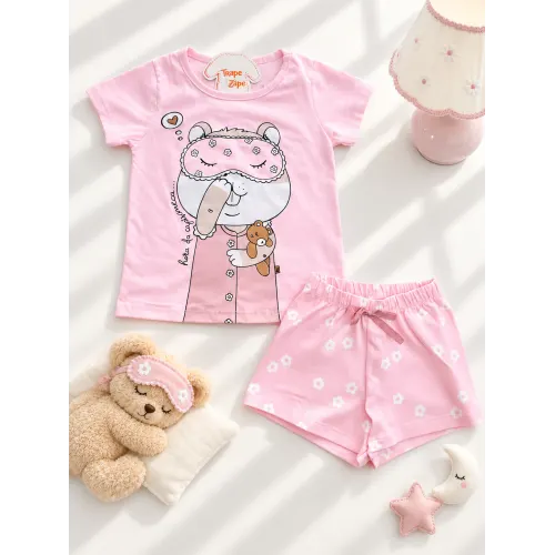 Pijama Blusa Hora da Capisoneca e Short Florzinhas - Rosa