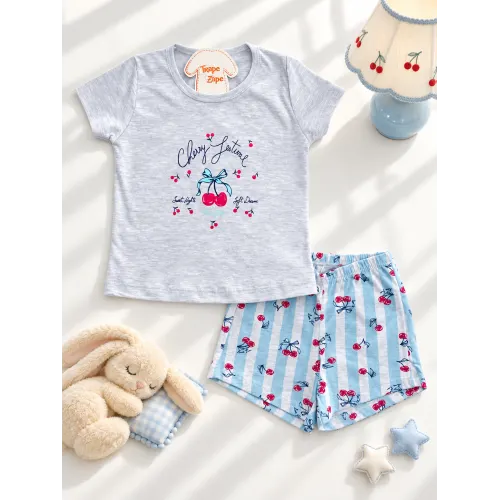 Conj Pijama Cherry Festival Cerejinha Cinza