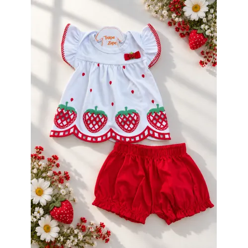 Conj. Batinha Lese Moranguinhos e Short - Vermelho
