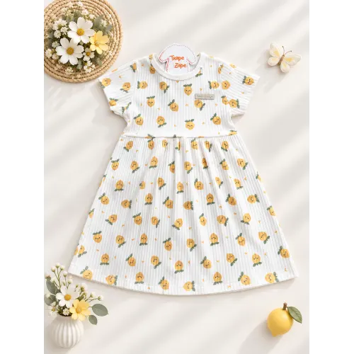  Vestido Canelado Off White Limõenzinhos 