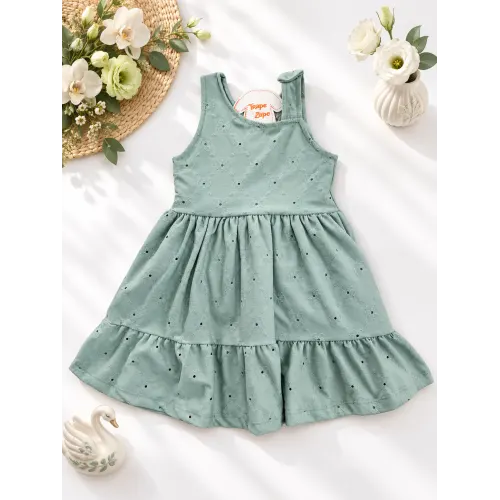 Vestido em Lase Floral com Lacinho na Alça - Verde
