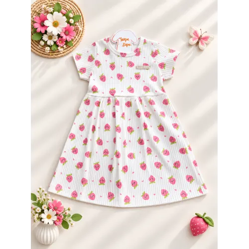  Vestido Canelado Off White Moranguinhos