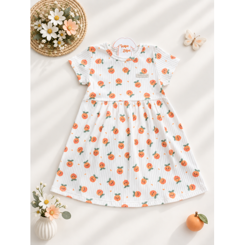  Vestido Canelado Off White Laranjinhas