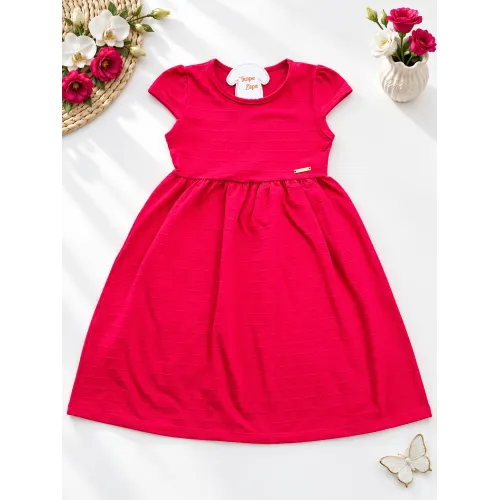 Vestido Manga Curta Ana Bola - Vermelho