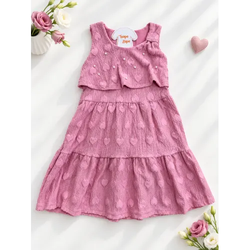Vestido Anarruga Corações - Rose