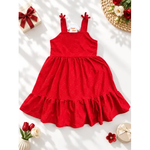 Vestido Midi em Lese Floral - Vermelho