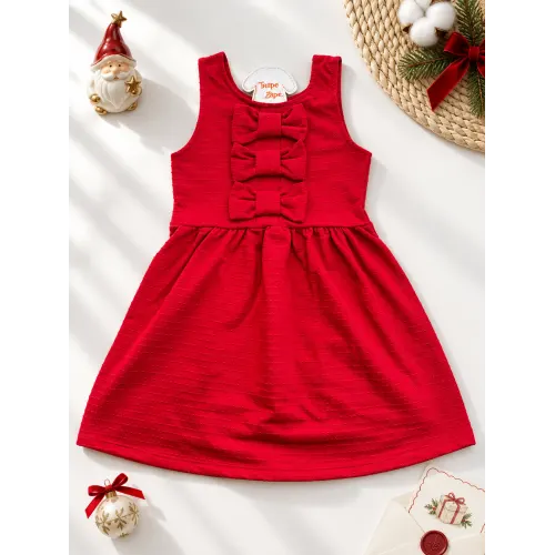 Vestido Ana Bola com Três Laços - Vermelho