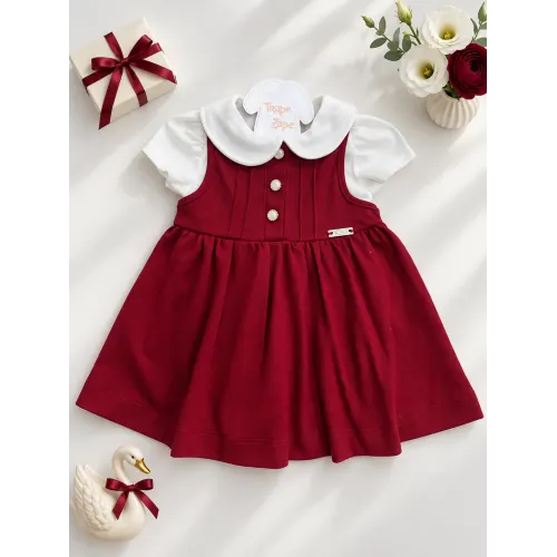 Conj Salopete Vermelho com Botões e Body Off