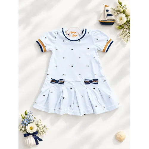 Vestido com triangulos Marinho - Branco