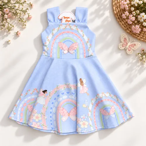 Vestido Borboletinhas - Azul Bebê