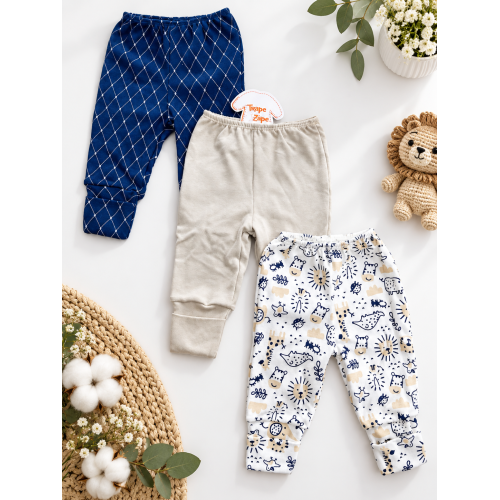 Kit 3 Calças - Azul Losango, Areia e Safari Azul Jeans