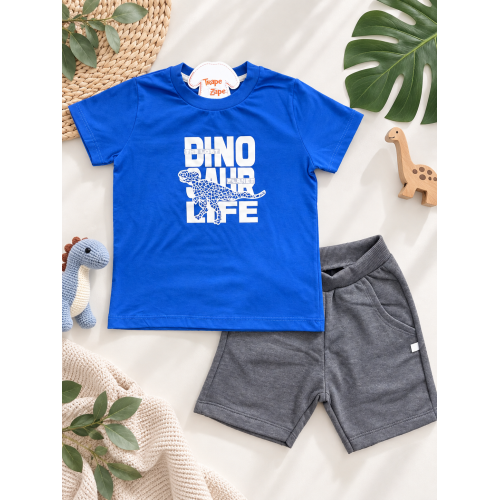 Conj Dino Saur Life Azul Royal Cinza