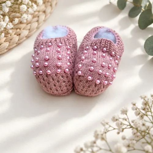 Sapatinho/Sapatilha de Linha Pérolas Rose