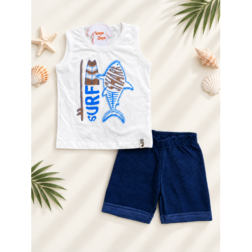 Conj. Regata Surf Fish e Bermuda - Off White