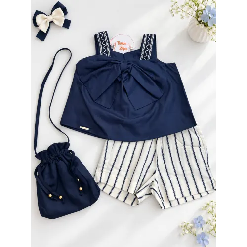 Conj Bata, Short e Bolsinha Marinho