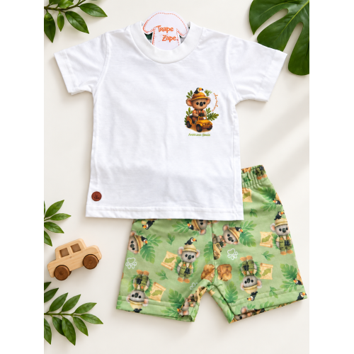 Conj Coala no Safari Off White e verde