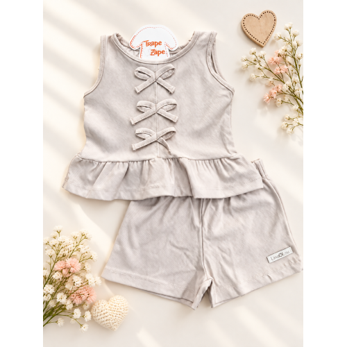  Conj Bata Laçinhos e short Areia 